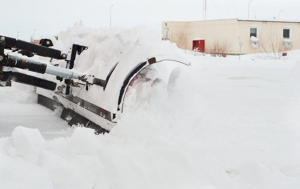 snow removal with a bulldozer.