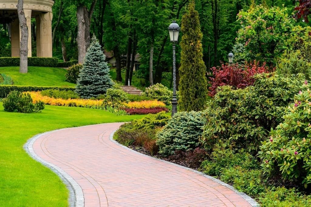 Road through amazingly planned garden